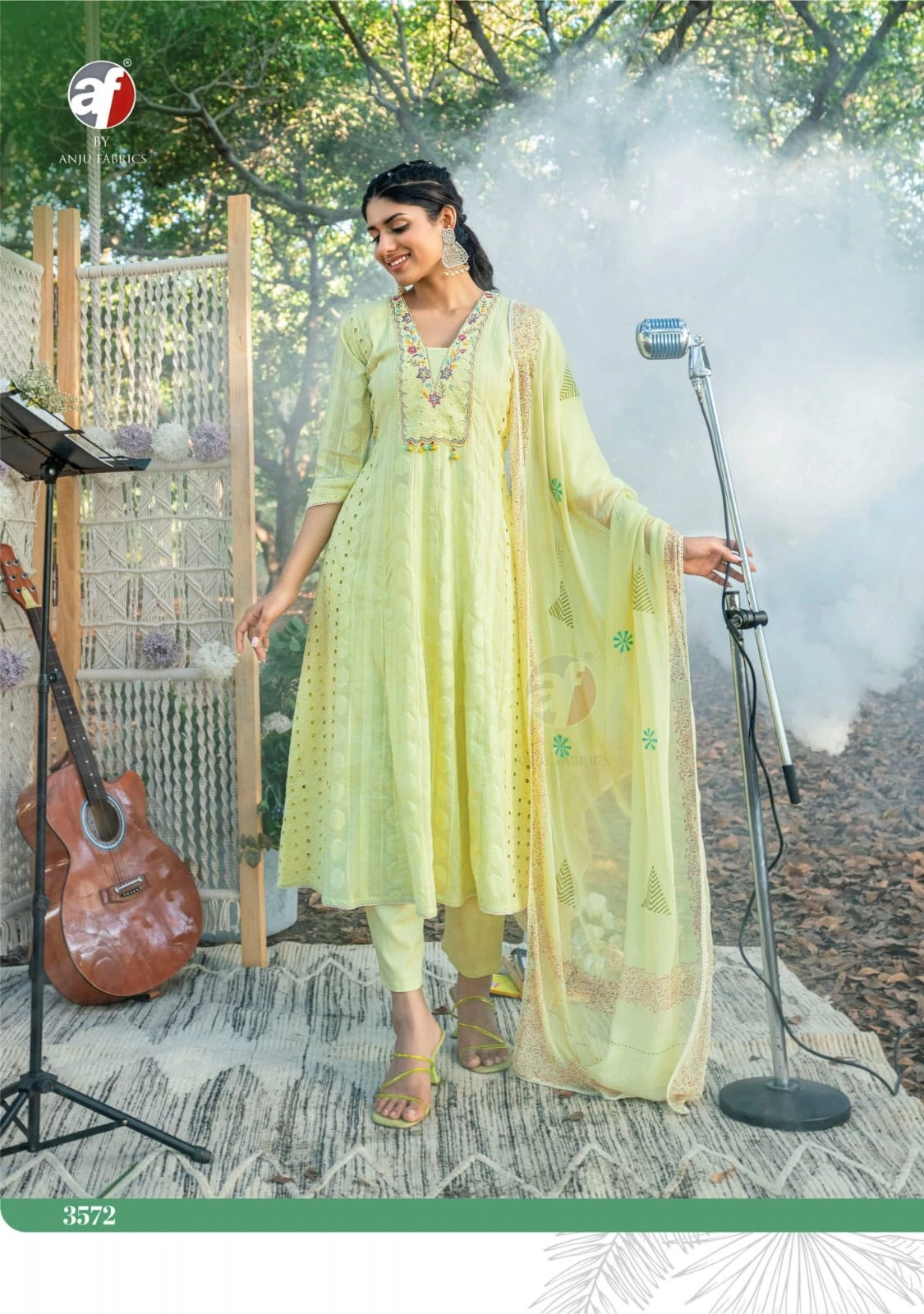 Anju Fabrics Rhythm Cotton Schiffli Wholesale Readymade Salwar Suit Catalog — Wholesale Salwar Suits, Anju fabric wholesale from Surat — view 4